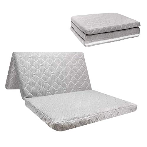 SURPCOS Trifold Mattress Pad with Storage Bag, Portable Playard Mattress for Babies Infants