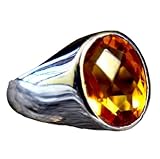 Citrine Men Silver Ring, 925 Sterling Silver, Handcrafted Jewelry, November Birthstone, Men's Heavy...