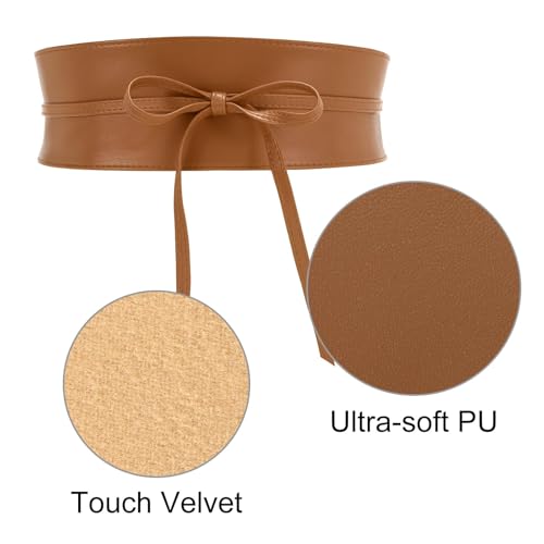 WHIPPY Women Obi Waist Belt Faux Leather Wide Wrap Around Bowknot Belt Ladies Waistband Belts for Dress3