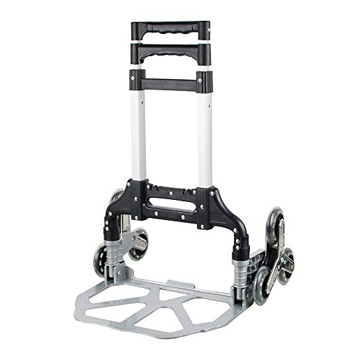 Genmine 889999 Folding Hand Truck, Aluminum Alloy Climbing Stair Cart Portable Trolley 6 Crystal Wheel Lightweight cover