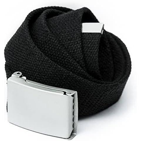 Warehouseshop WSS - Unisex Adjustable Belt for Men | Catch Canvas Waist Belt | Mens Fabric Belt | Army Belts For Men | Webbing Belt for Women Men (Black, 52") Cover
