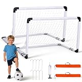 Krovtoy 2er Faltbar Fußballtor für Kinder, 90x60cm Komplett Set mit Ball, Pumpe & 8 Heringen, 1,5kg Leicht Stabil Befestigungssystem, Indoor Outdoor Garten Spielplatz