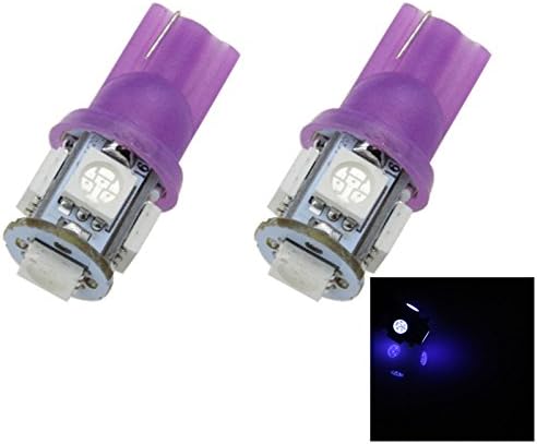 ZHANSHENZHEN Ultraviolet Car T10 W5W Tail Bulb Clearance Lamp 5 Emitters 5050 SMD LED DC 12V 147 152 158 12961 A007-Z (Pack of 2)