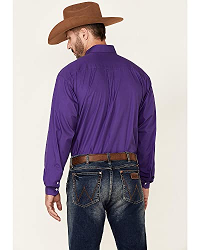 Cinch Men's Solid Purple Button-Down Long Sleeve Western Shirt Purple X-Large #TOP3