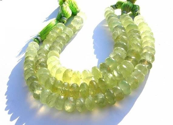 Prehnite micro faceted rondelles 10mm pour création bijoux DIY