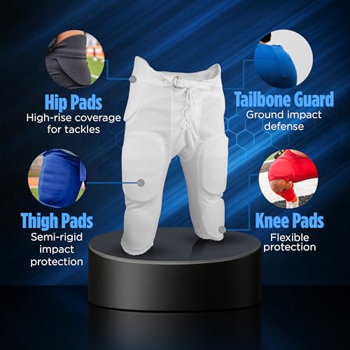 Sports Unlimited Double Knit Integrated Adult Football Pants, Men Football Practice Pants, White by Sports Unlimited - Image 2