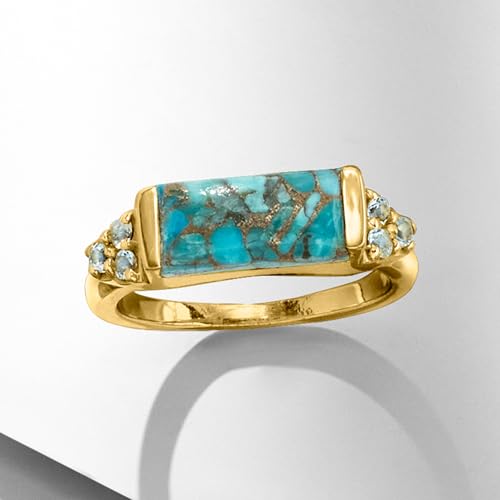 Ross-Simons Turquoise and .70 ct. t.w. Sky Blue Topaz Ring in 18kt Gold Over Sterling4