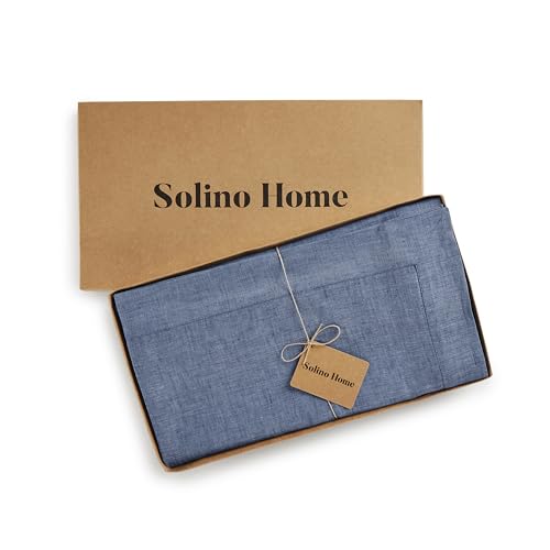 Solino Home Linen Tablecloth 60 x 90 Inch - 100% Pure Linen Blue Denim Table Cloth for Rectangular Tables - Athena, Machine Washable Cloth Tablecloth for Spring, Summer by Solino Home - Image 3