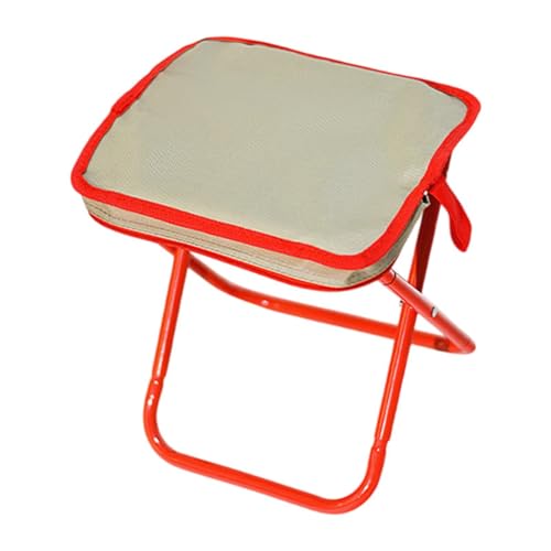 Zxpjkyu Camping Stool Folding Chair Compact Lightweight Folding Stool Outdoor Footstool for Patio Traveling Barbecue Beach Hiking, Khaki Red