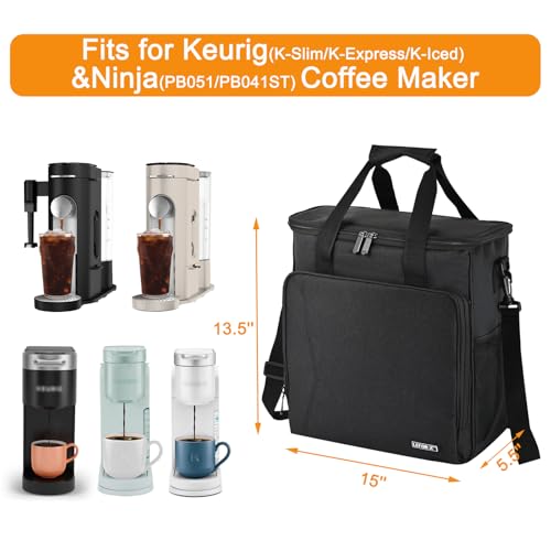 Image of LEFOR.Z Travel Coffee Maker Carrying Bag Compatible with Keurig K-Slim /K-Express /K-Iced /Ninja PB051 /PB041ST,Single Serve Coffee Maker Portable Storage Bag with Shoulder Strap(Patented Design)