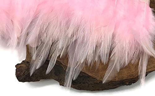 1 Yard - Light Pink Rooster Neck Hackle Saddle Feather Wholesale Trim DIY Craft Wedding Dress | Moonlight Feather