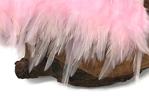 1 Yard - Light Pink Rooster Neck Hackle Saddle Feather Wholesale Trim Diy Craft Wedding Dress | Moonlight Feather #TOP30