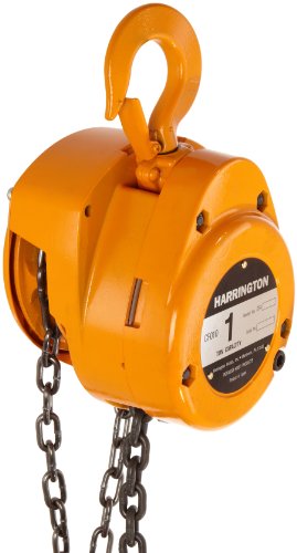 Harrington CF Hand Chain Hoist, Hook Mount, 1 Ton Capacity, 20' Lift, 14.6