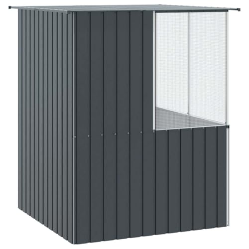 IKAYAA Pajareras Exterior en Jardin, Jaula Grande para Pájaros, Pajarera Metálica de Exterior, Voladera para Pájaros, Voladera de Jardín para Aves Exóticas 165 x 167 x 200 cm Antracita