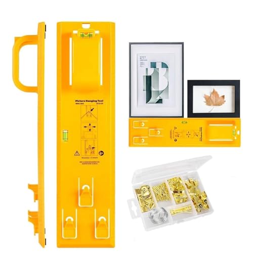 Picture Hanging Tool Kit with Level, Frame Picture Hanger Wall Hanging Kit, Photo Accurate Position-Locating Measuring Hangers, 