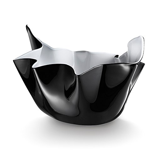 Design: Fulvio Bianconi VENINI Fazzoletti Bicolore Coppa Vaso Nera Interno lattimo in Edizione Limitata in 499 opere di Fulvio Bianconi e Paolo 70010