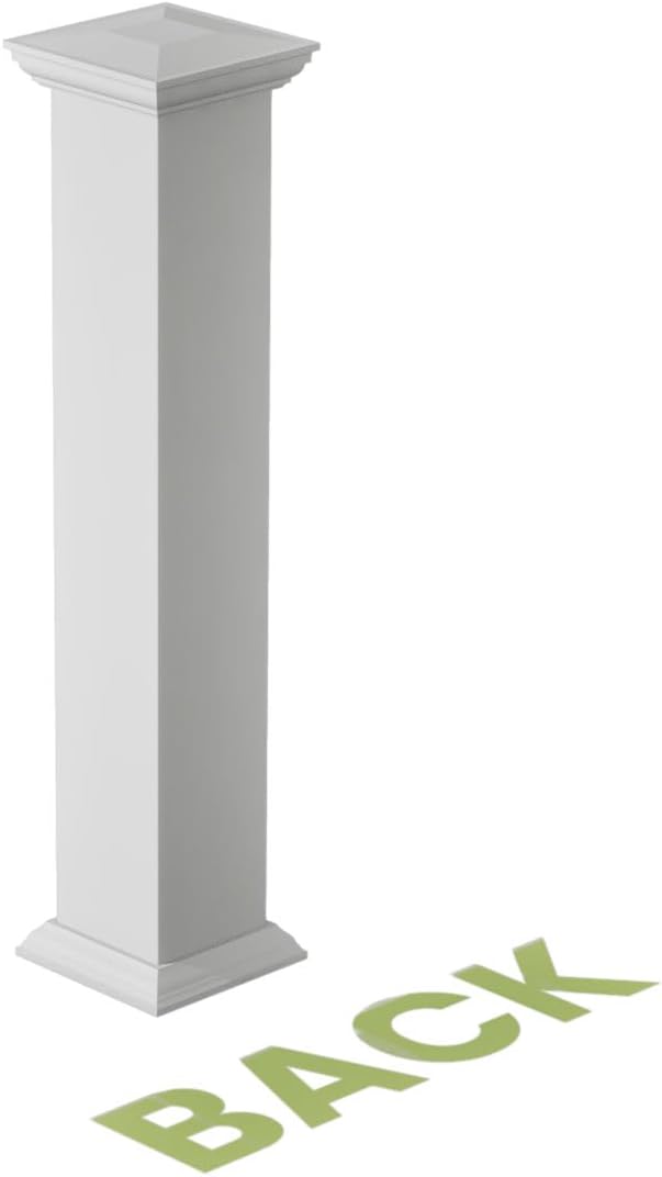 8"W x 48"H Plain Newel Post with Flat Capital & Base Trim (Installation kit Included)