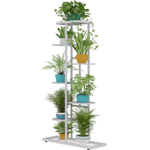 LINZINAR 7 Tier Plant Stand Indoor Outdoor Metal Flower Pot Display Shelf
