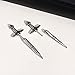 Hisatan Sword Earrings for Men Women, Stainless Steel Gothic Dagger Celtic Knot Irish Studs Earrings, Cool Punk Hip Pop Cubic Zirconia Dangle Goth Screw Spike Earring Jewelry
