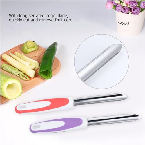 Sunicon 2 unidades de descaroçador de frutas, descaroçador de pimenta de frutas premium em aço inoxi