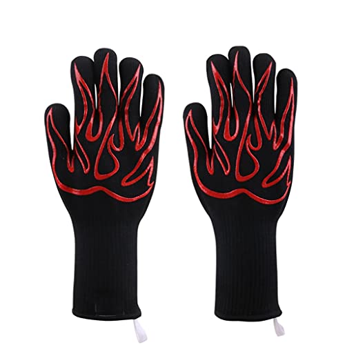 Guantes de barbacoa de silicona resistentes al calor, antideslizantes, ignífugos, para cocinar, hornear, barbacoa, forro acolchado, guantes de horno de silicona para cocina (color: A, tamaño: 1 par)