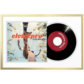 eletecpro 16×24 Aluminum Record Frame with Acrylic Cover & 2 Double-Sided Mats (Black&White), Vinyl Frame for 12 Inch Single Album, Vinyl Display Wall Mount with Hanger, Home Decor, Gold - Les Beatles, Paul McCartney, John Lennon, RIngo Starr, George Harrison