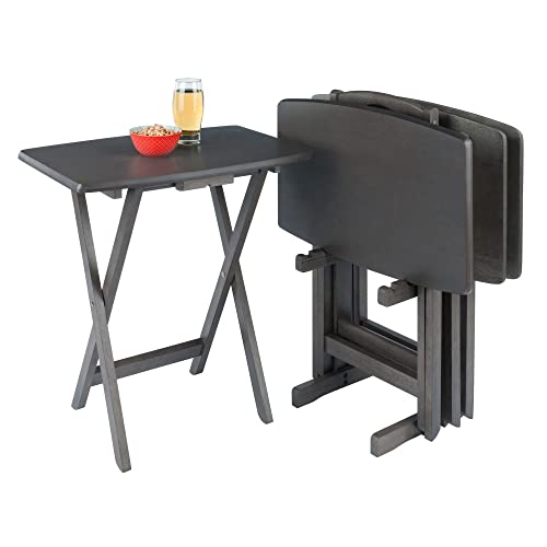 Winsome Dorian 5Pc Oversized Snack Table Set, Oyster Gray (Brown Base) (Replace Color May Vary). #TOP1