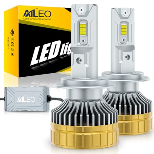 AILEO Ampoule H7 LED, 16000LM Phares pour Voiture et Moto, Ampoules Auto de Rechange pour Lampes Halogènes et Kit Xenon, 180W 6000K, 2 Ampoules