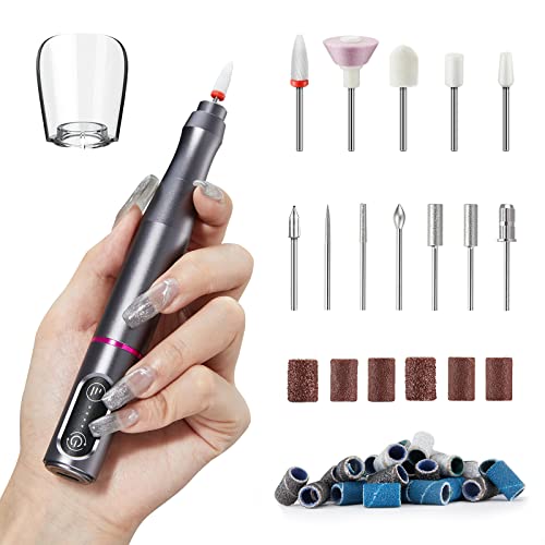 Nail Files & Buffers,Cordless Rechargeable Electric Nail File For Acrylic Nails/Portable Nail Drill Machine/Professional Nail Drill For Nail Grind Trim Polish,Professional Manicure Pedicure Kit #TOP4