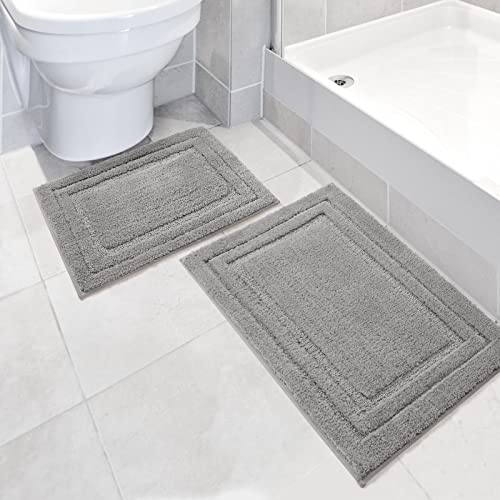 Homeideas Bathroom Rugs Sets 2 Piece, Grey Bath Mat Set For Bathroom, Absorbent Non Slip Bath Rug For Floor, Machine Washable & Super Soft Microfiber Shower Mats, 16 X 24 & 20 X 32 Inch #TOP18