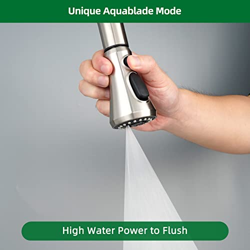 Pull Down Kitchen Faucet Head Replacement, With 9 Adapter Kit Compatible With Moen Delta Faucet, 3 Function Kitchen Sink Faucet Spray Head, Brushed Nickel Finish Kitchen Faucet Sprayer #TOP6