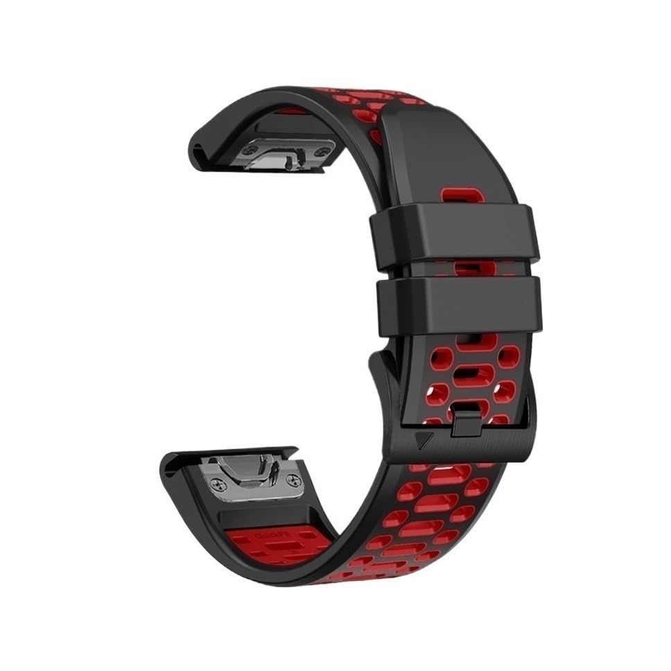 guoren Correa de Silicona de 22mm/26mm Fit for Garmin Instinct 3 50mm/2 2X/ E 45mm(Black Red,22mm Instinct 3 45mm)