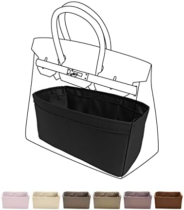 DGAZ Purse Organizer Silky Smooth,Silk,Luxury Handbag Tote in Bag Shapers, Women- Fits Birkin25/30/35/40 Bags (Black, BK25)