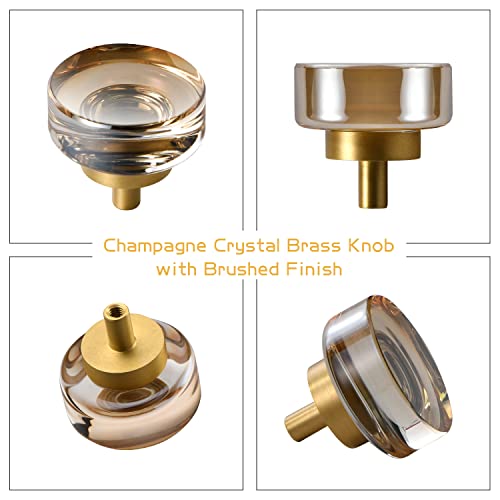 Snbtla Round Champagne Crystal Bathroom-Cabinet-Knobs - 5 Pack Glass Brushed Gold Pulls Hardware For Dresser Drawers Kitchen Bedroom #TOP26
