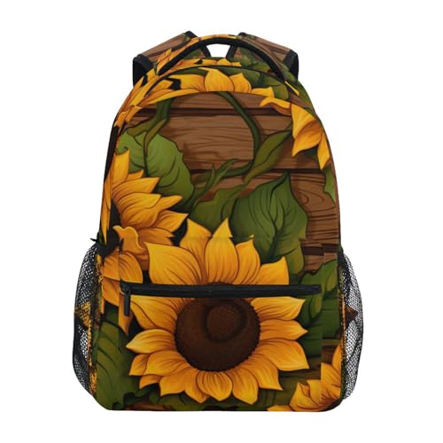 Sac à dos en bois de tournesol SKYSHU imperméable pour ordinateur avec multiples poches