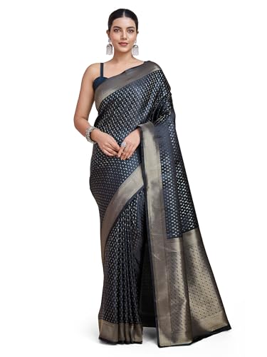 Image of Monjolika Fashion Women's Banarasi Pure Kanjivaram Style Satin Silk Saree With Blouse Piece for Wedding