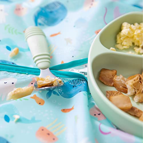 Bumkins Baby Bibs And High Chair Cover With Toddler Bib, Long Sleeve Bib For Babies, Smock For Eating, Feeding Babies, Waterproof Bibs For Baby Boy And Baby Girl – Ocean Life #TOP3