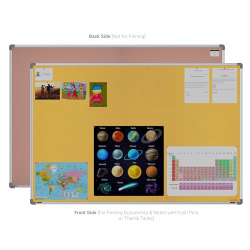 Image of Scholar Art Metis 4x6 Feet Bulletin Board for Office, Home & School | Vibrant & Versatile Crape Cloth + High Density Soft Board for Pinning Photos, Sticky Notes & Reminders (Yellow)