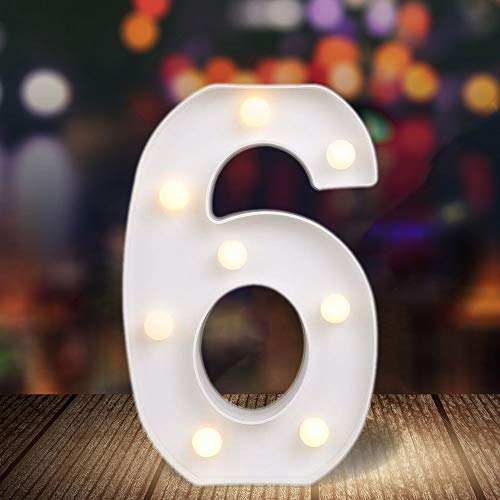 ODISTAR LED Light Up Marquee Letters, Battery Powered Sign Letter 26 Alphabet with Lights for Wedding Engagement Birthday Party Table Decoration bar Christmas Night Home,9’’, White(6)