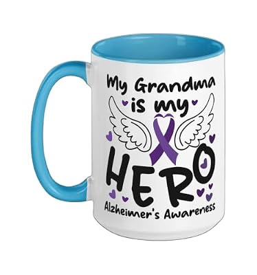 Alzheimer's Dementia Awareness Support Grandma My Grandma Is Ceramic Mug, Blue/White, 15oz