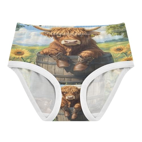 Highland Cow Wooden Barrel Boots Sunflower Toddler Girls's Underwear 2T 202b8611