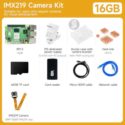 Image of Yahboom Pi 5 16GB Starter Kit with 27W 5.1V /5A Power Adapter Including Pi 5 Development Board, Case, IMX219 Camera Provide Openclaw Deployment