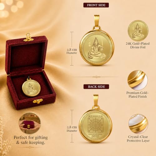 Image of DIVINITI 24K Gold Plated Double-Sided Religious Pendant with Premium Gift Box, Spiritual Locket for Men & Women, Devotional Jewellery for Gifting & Everyday Wear