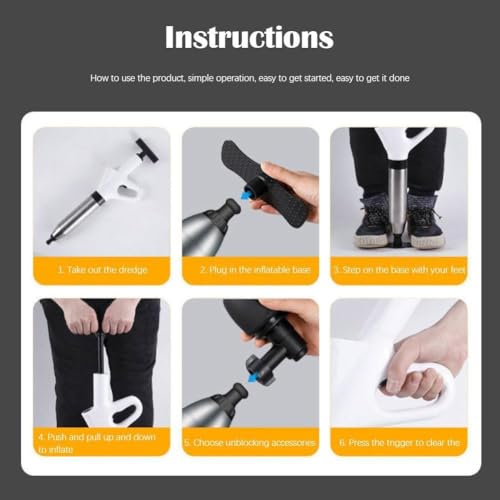 Toiletplunjer, toiletklompenverwijderaar, gereedschap voor het verwijderen van afvoerverstoppingen, hogedrukblasterbarometer, met Dra Realtime afvoer - Image 7