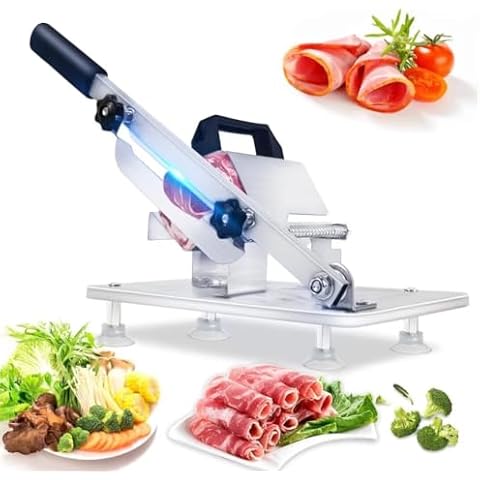XDGGCSY Manual Frozen Meat Slicer Meat Cutter Upgraded Stainless Steel Meat Cleavers Beef Mutton Roll Slicing Machine Vegetable Meat Slicer for Home Cooking Hotpot Shabu Cover