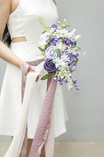 Ling's Moment Purple Ombre Artificial Foam Roses #TOP2