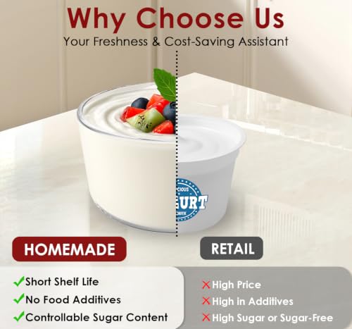Image of Suteck Yogurt Maker for Probiotic Greek Yogurt with Timer & Temp Control | Make Real Yogurt at Home, No Additives, Precise 68-131F Control & 48H Timer, 2 x 1QT Glass Jars, BPA-Free & Dishwasher-Safe