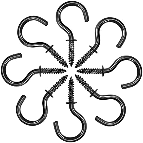ANTERAT 50 Pcs Screw-in Ceiling Hooks Nickel Plated Metal Cup Hooks 1 inch, Black