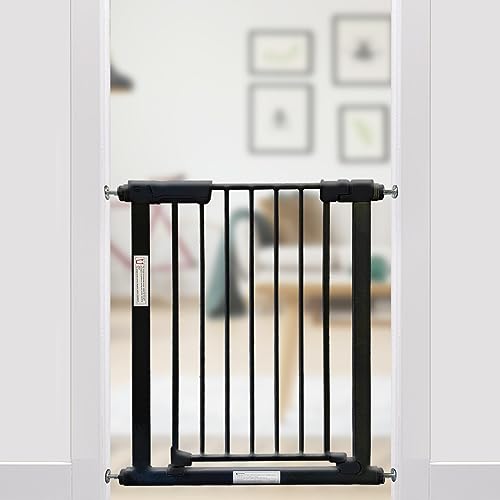Callowesse Kuvasz Narrow Baby and Child Gate 76cm High Suit Openings of 66-73cm. Pressure Fitted No Screws for Narrow Doorways Stairs and Hallways. Extensions available. Black