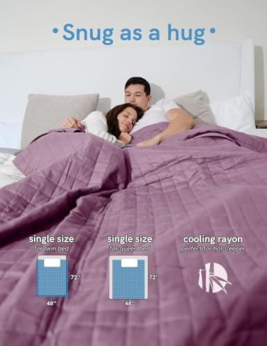 Image of YnM Exclusive Cooling Rayon Derived from Bamboo, Smallest Compartments, Bed Blanket for One Person of 190lbs, Ideal for Queen /King Bed (60x80 Inches, 20 Pounds, Fuchsia Purple)
